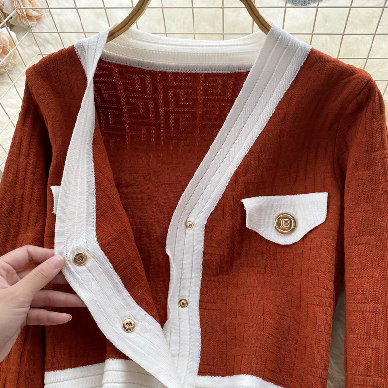 Knitted Cardigan&Slip Dress 2Pcs
