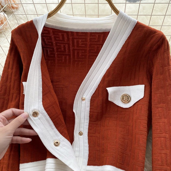 Knitted Cardigan&Slip Dress 2Pcs