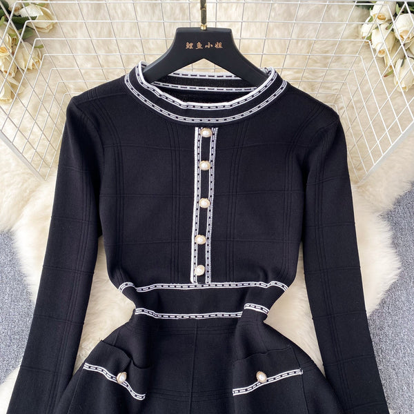 French Style Elegant Knitted Dress