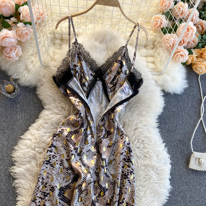 Lace Patchwork Backless Slip Dress