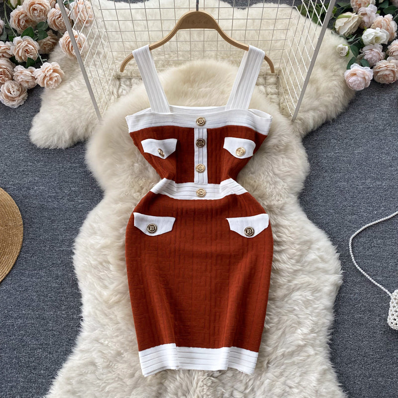 Knitted Cardigan&Slip Dress 2Pcs
