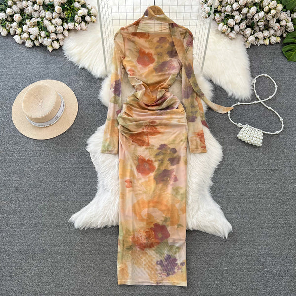 Fransız Tarzı Tie-dye File Elbise
