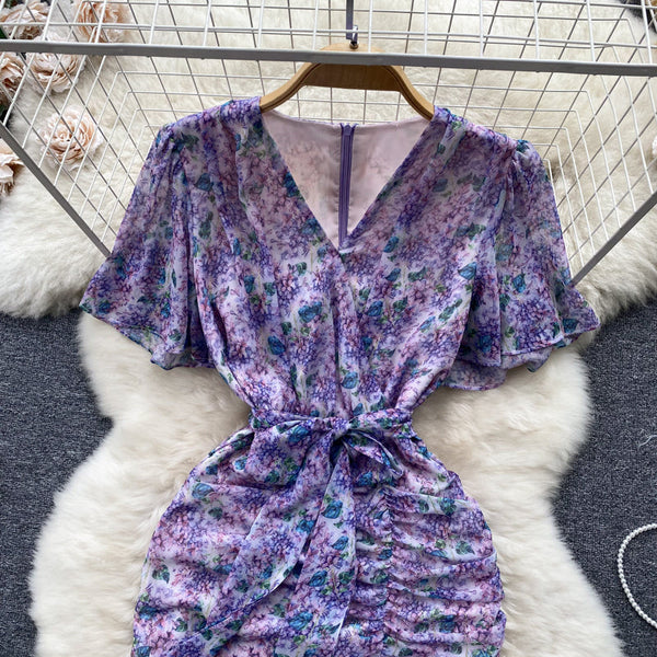 French Style Floral Fishtail Dress