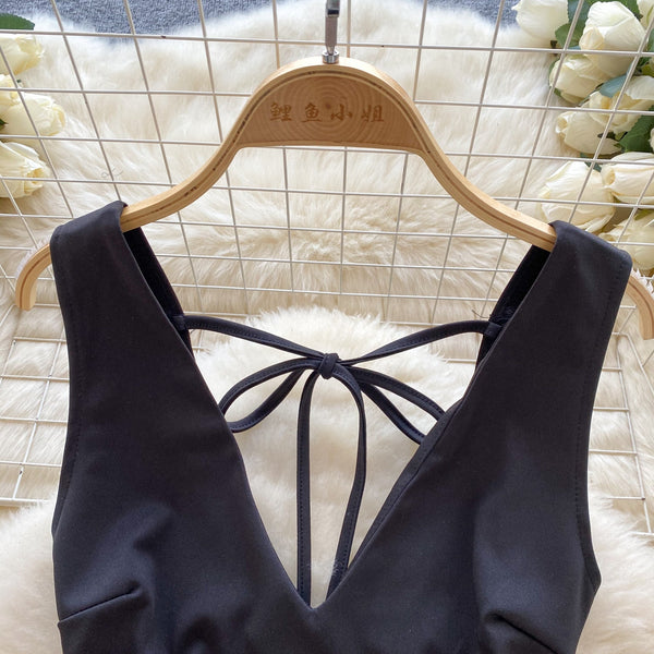 Premium Sleeveless Feather Hem Black Dress