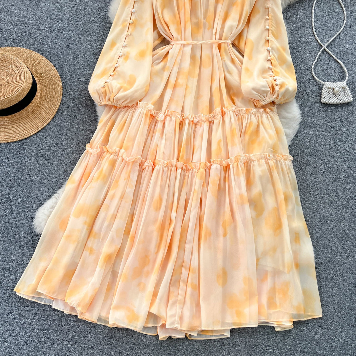 Fairy Draped Tie-dye Floral Dress