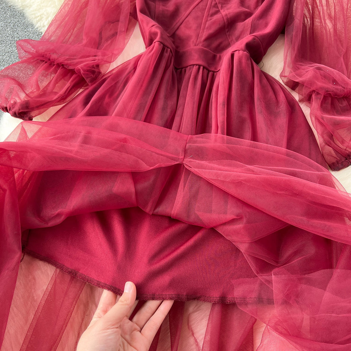 Solid Color Fairy Mesh Dress