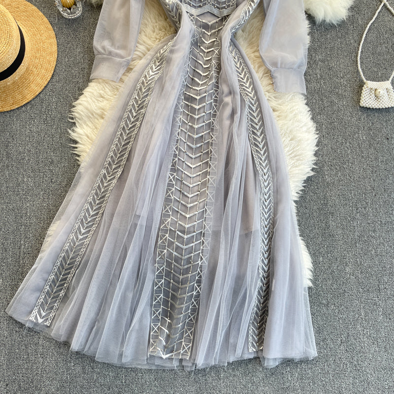 Niche See-through Mesh Patchwork Dress