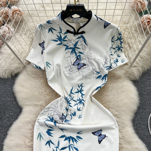 Chinese Style Floral Split Cheongsam