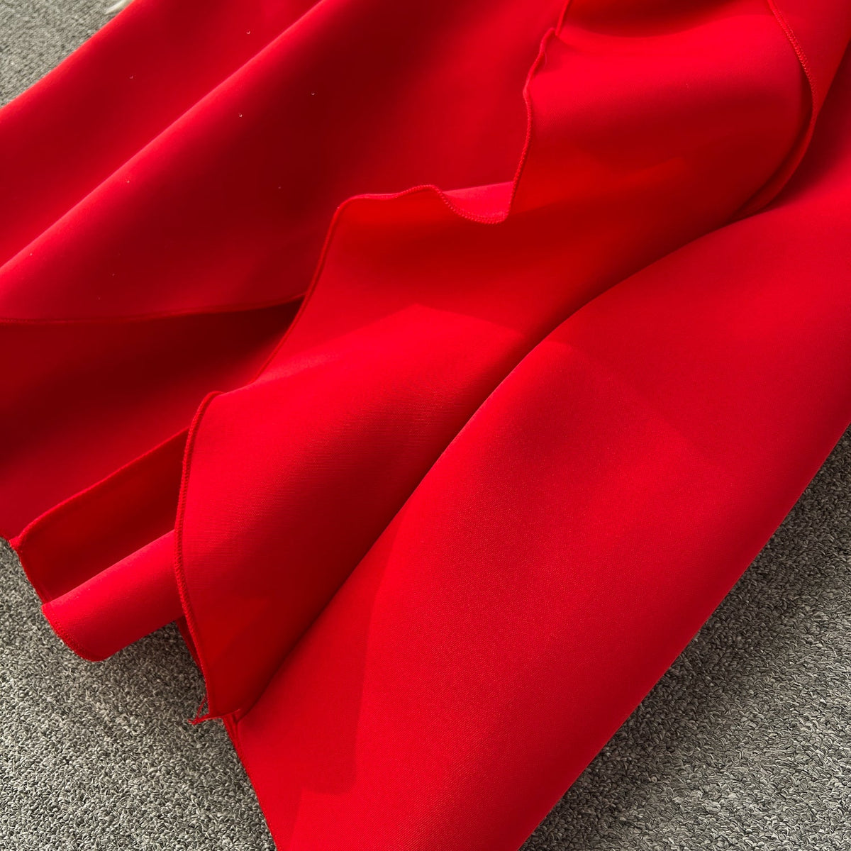 Double Ruffles Solid Color Party Dress