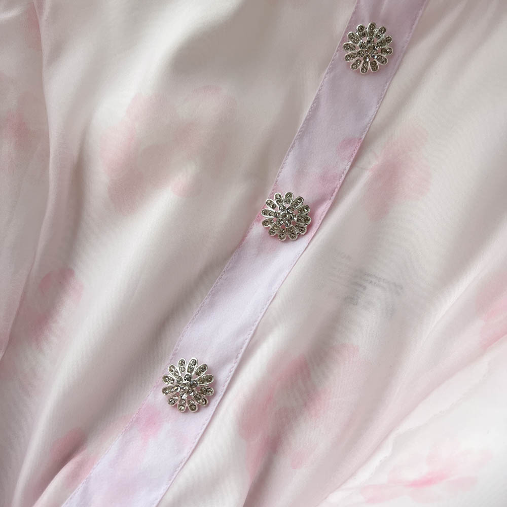 Stand Collar Lace-up Floral Shirt Dress