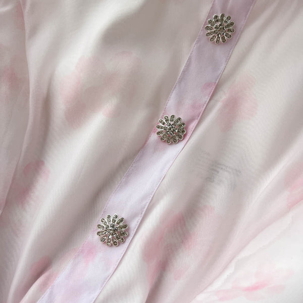 Stand Collar Lace-up Floral Shirt Dress