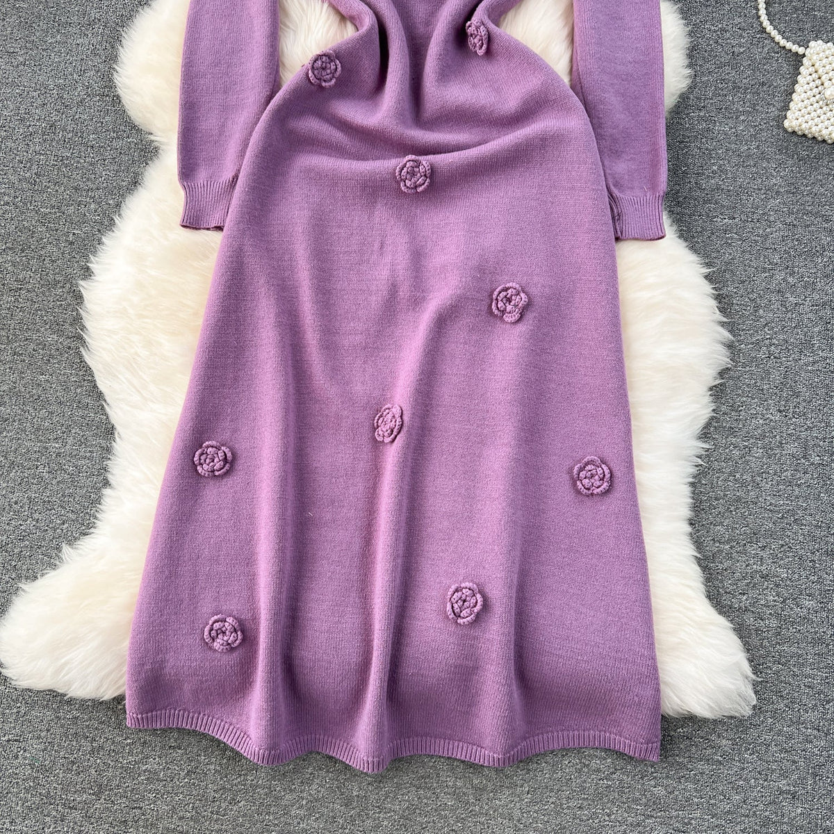Simple Design Waist-slimming Knitted Dress