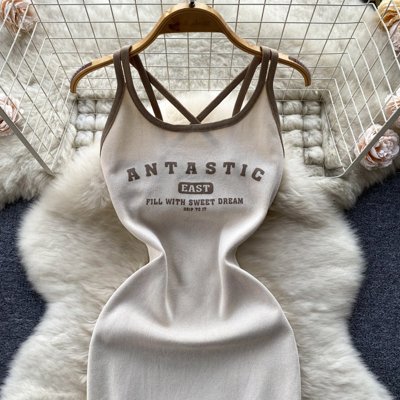 Letter Printed Sportswear Tank Dress