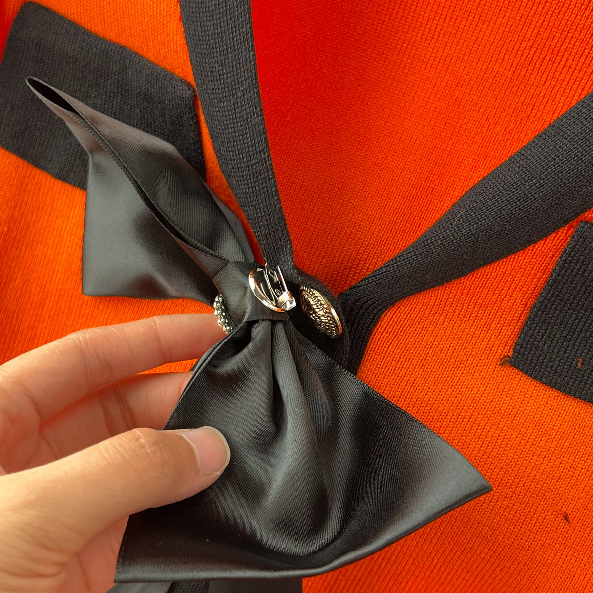 Color Blocking Bow-tie Knitted Dress