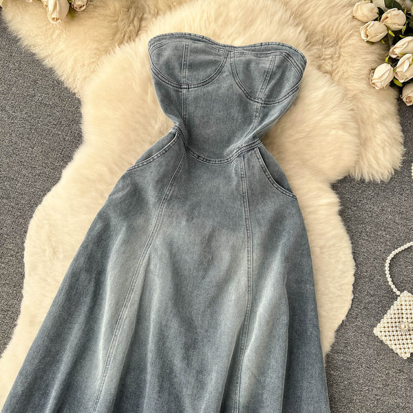 Vintage Off-shoulder Loose Denim Dress