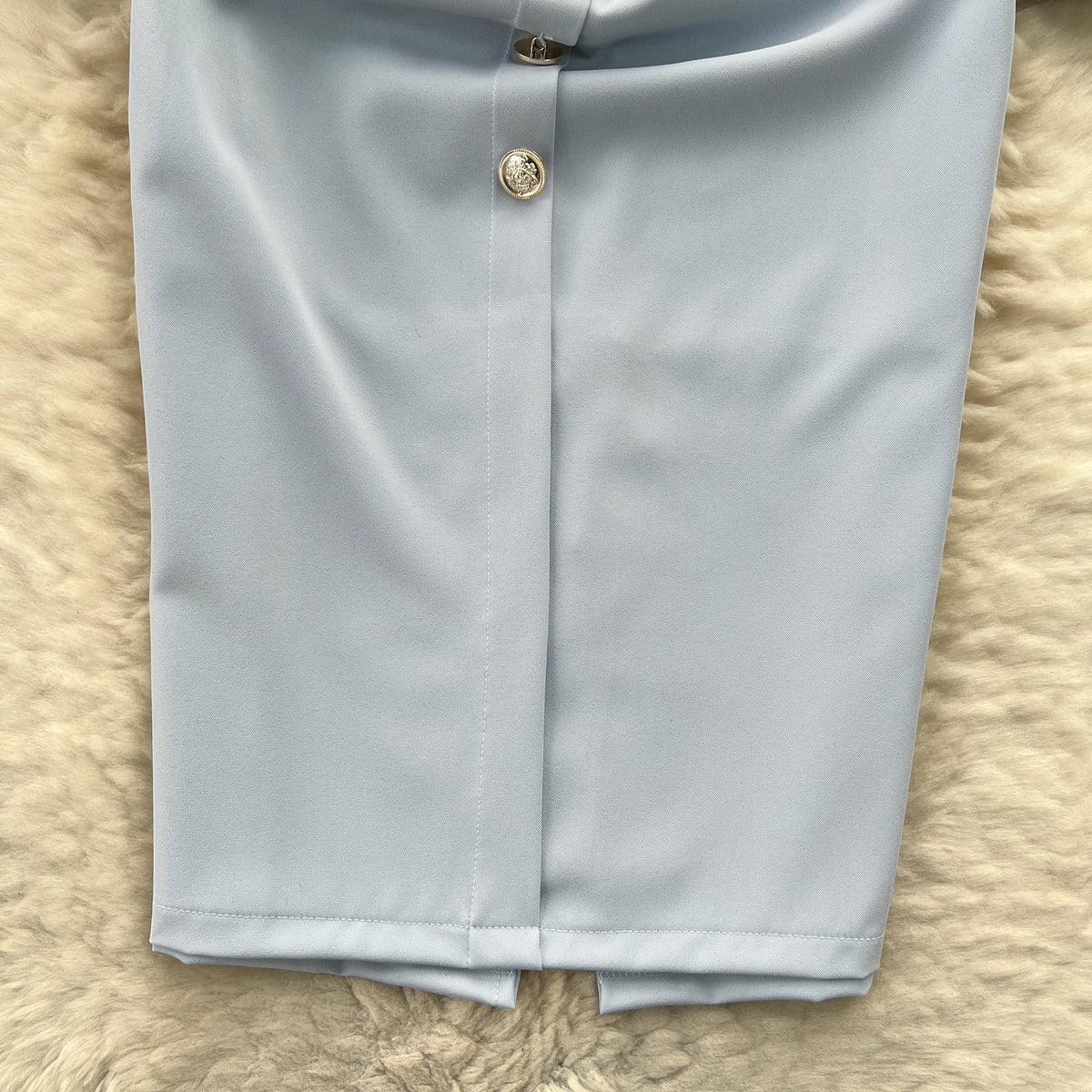 Off-shoulder Single-breasted Blue Dress