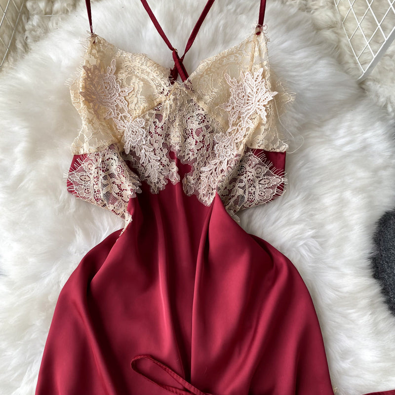 Sexy Costume V-neck Lace Slip Dress