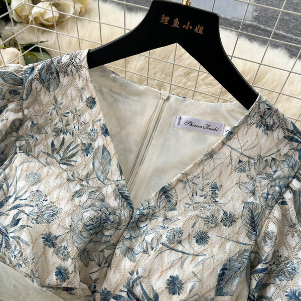 High-end Patchwork Mesh Floral Dress