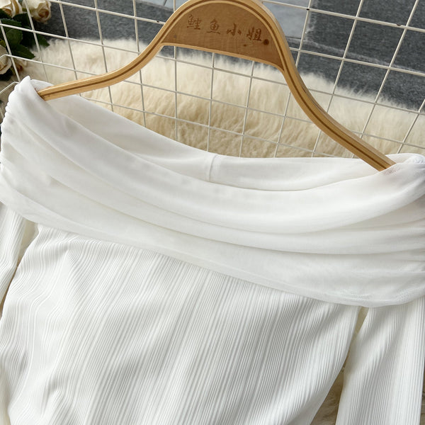 Solid Color Draped Neckline Dress
