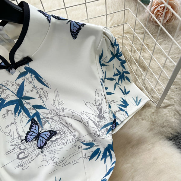 Chinese Style Floral Split Cheongsam