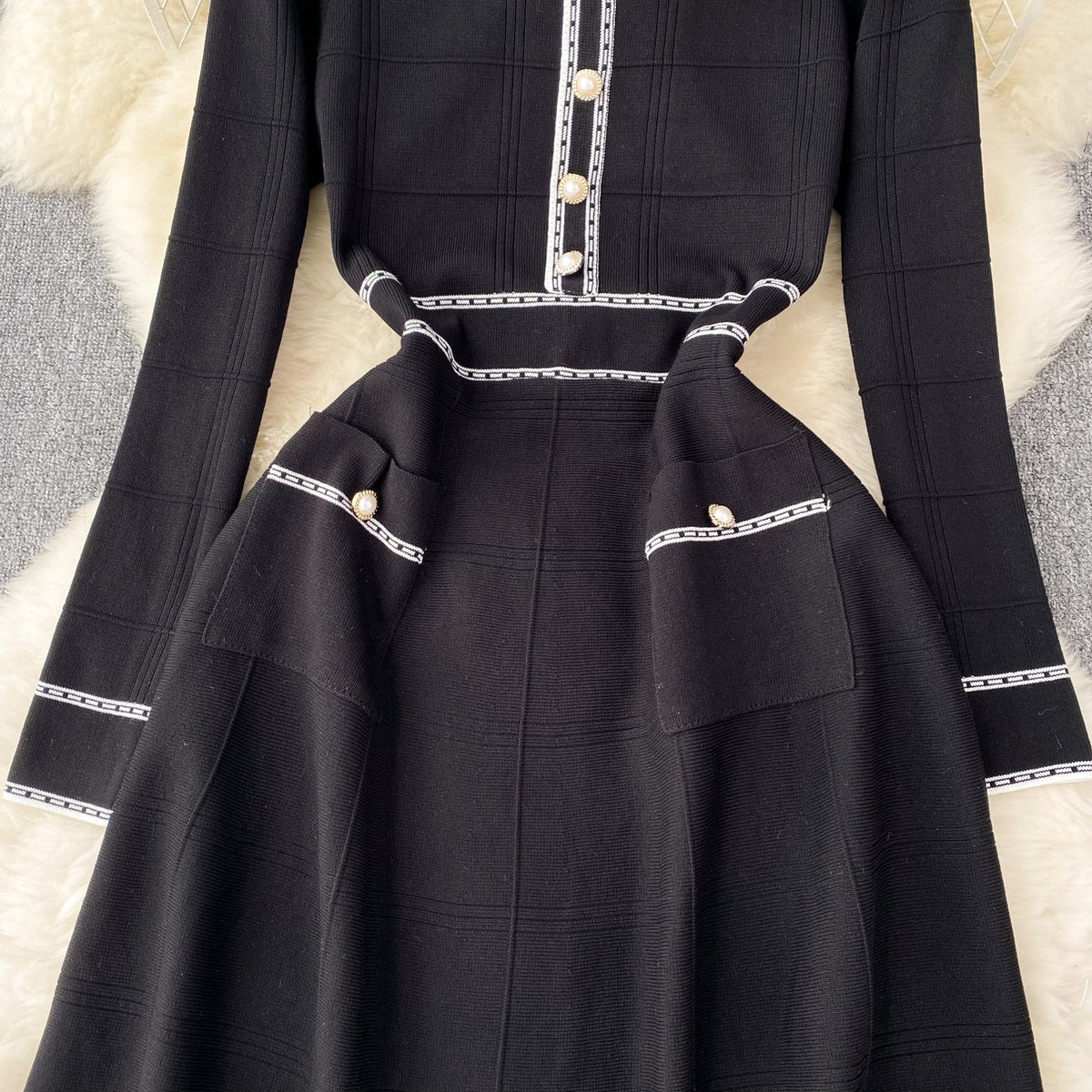 French Style Elegant Knitted Dress