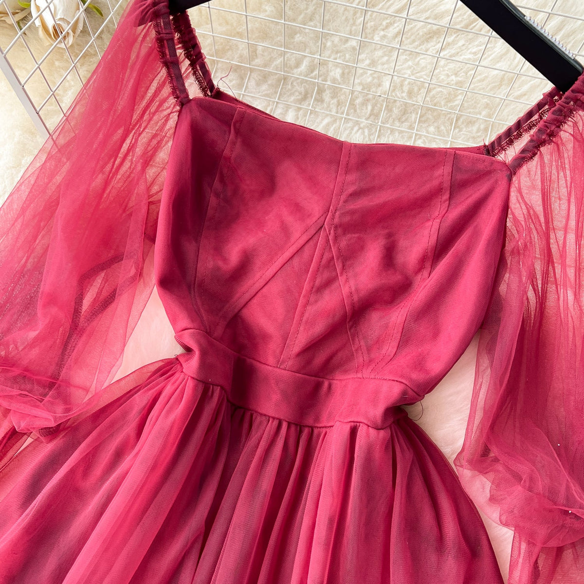 Solid Color Fairy Mesh Dress