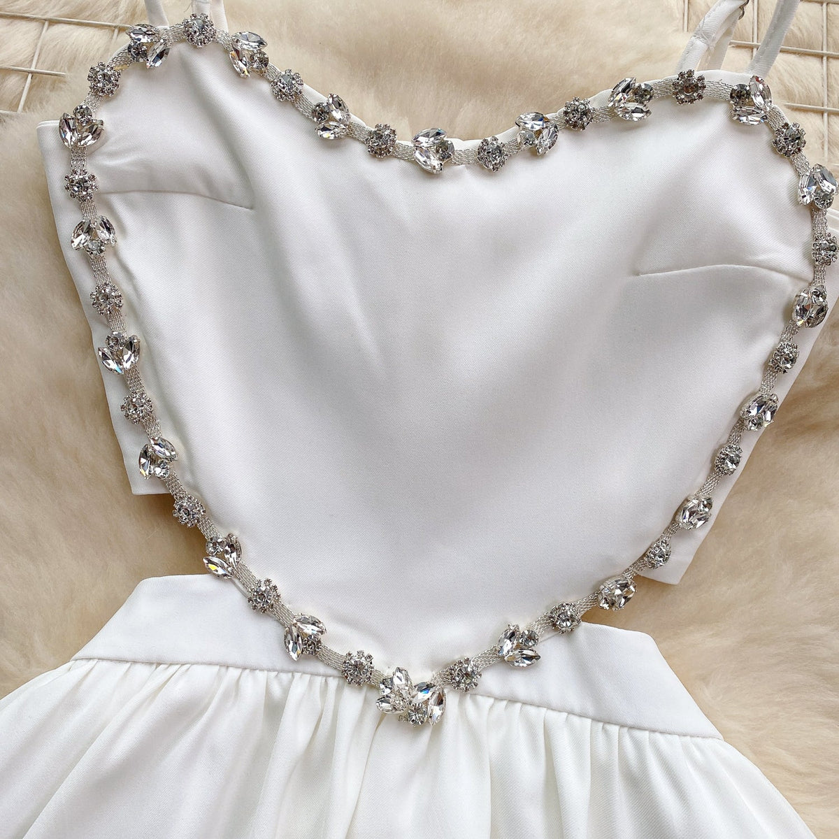 Rhinestone Studded Pleated Slip Dress