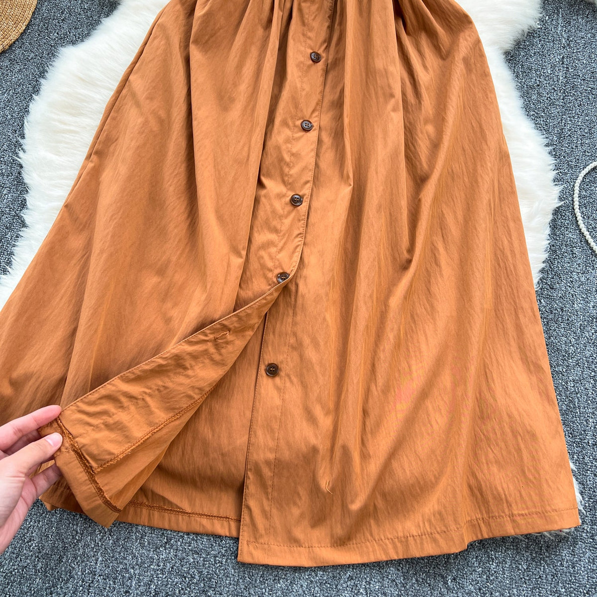 Korean Style Single-breasted Shirt Dress