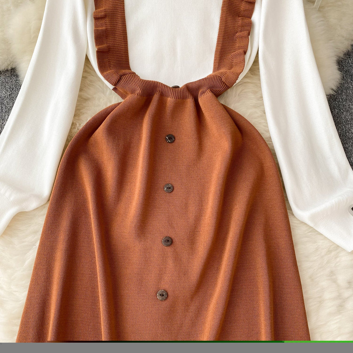 Faux Two-pieces Patchwork Knitted Dress