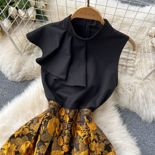 Sleeveless Patchwork 3d Embroidered Dress