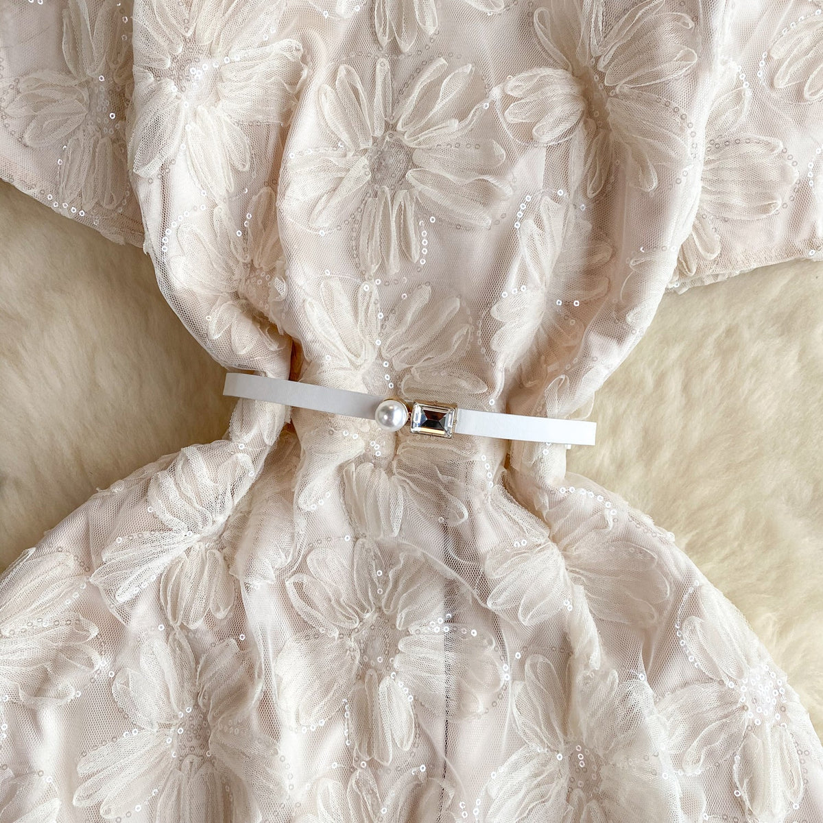 Elegant Sequined Floral Embroidered Dress