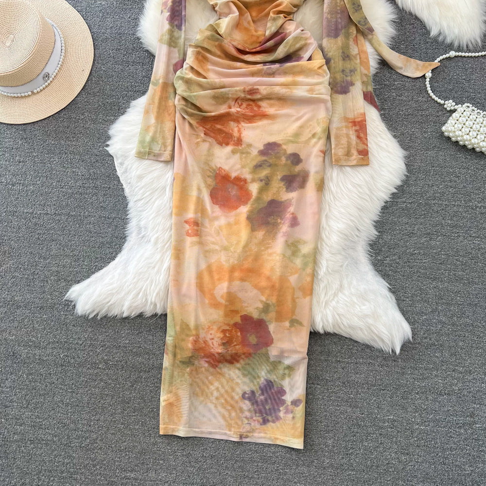 Fransız Tarzı Tie-dye File Elbise