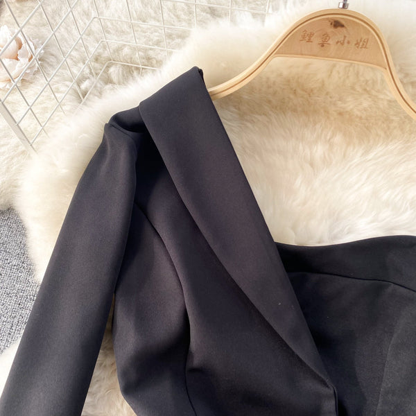 Niche Patchwork Black Suit Dress