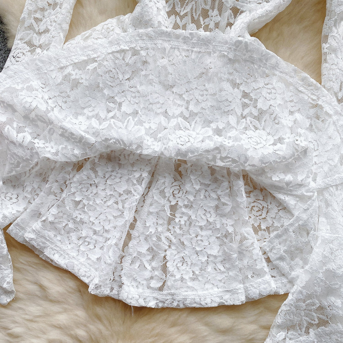 Fairy Hollowed Lace Flared Sleeve Dress