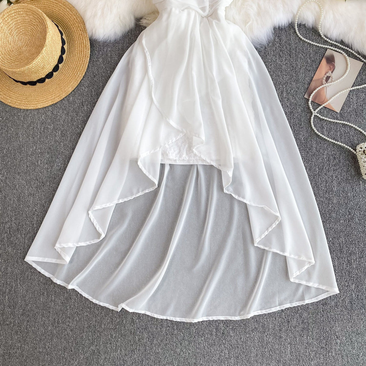 Off-shoulder Mesh Patchwork Dress