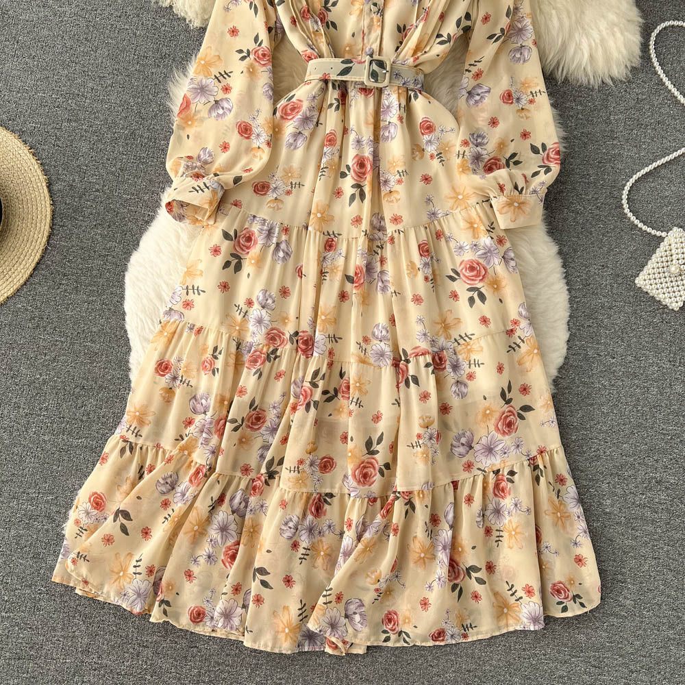 Fairy V-neck Chiffon Floral Dress