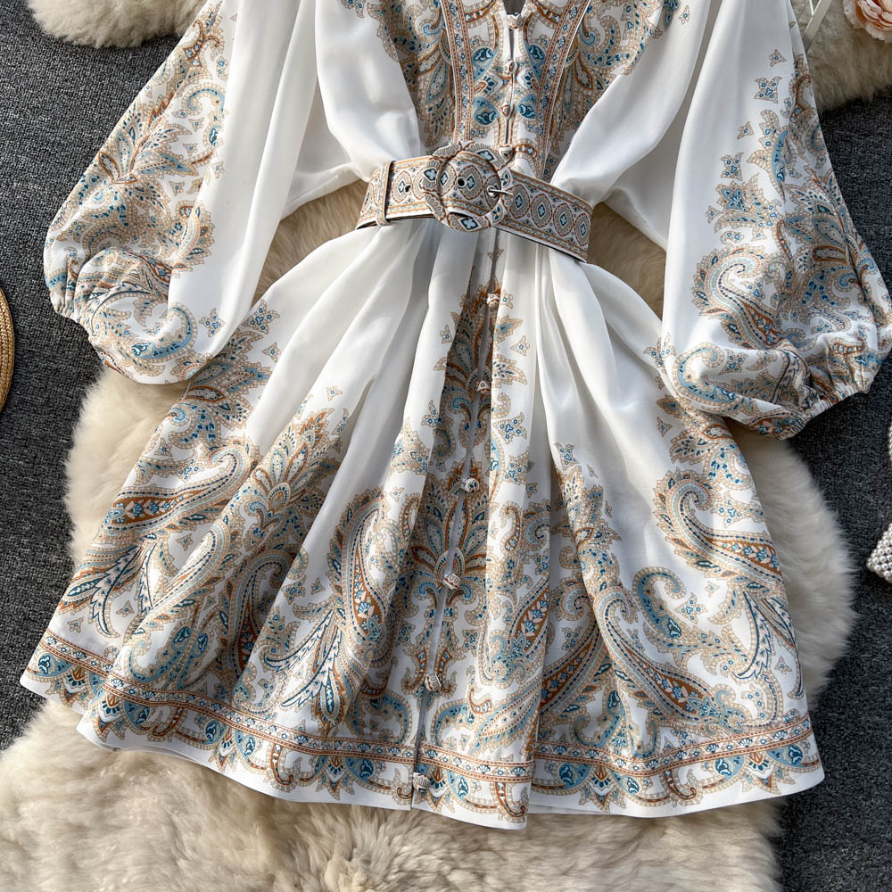 Floral Printed Single-breasted Dress