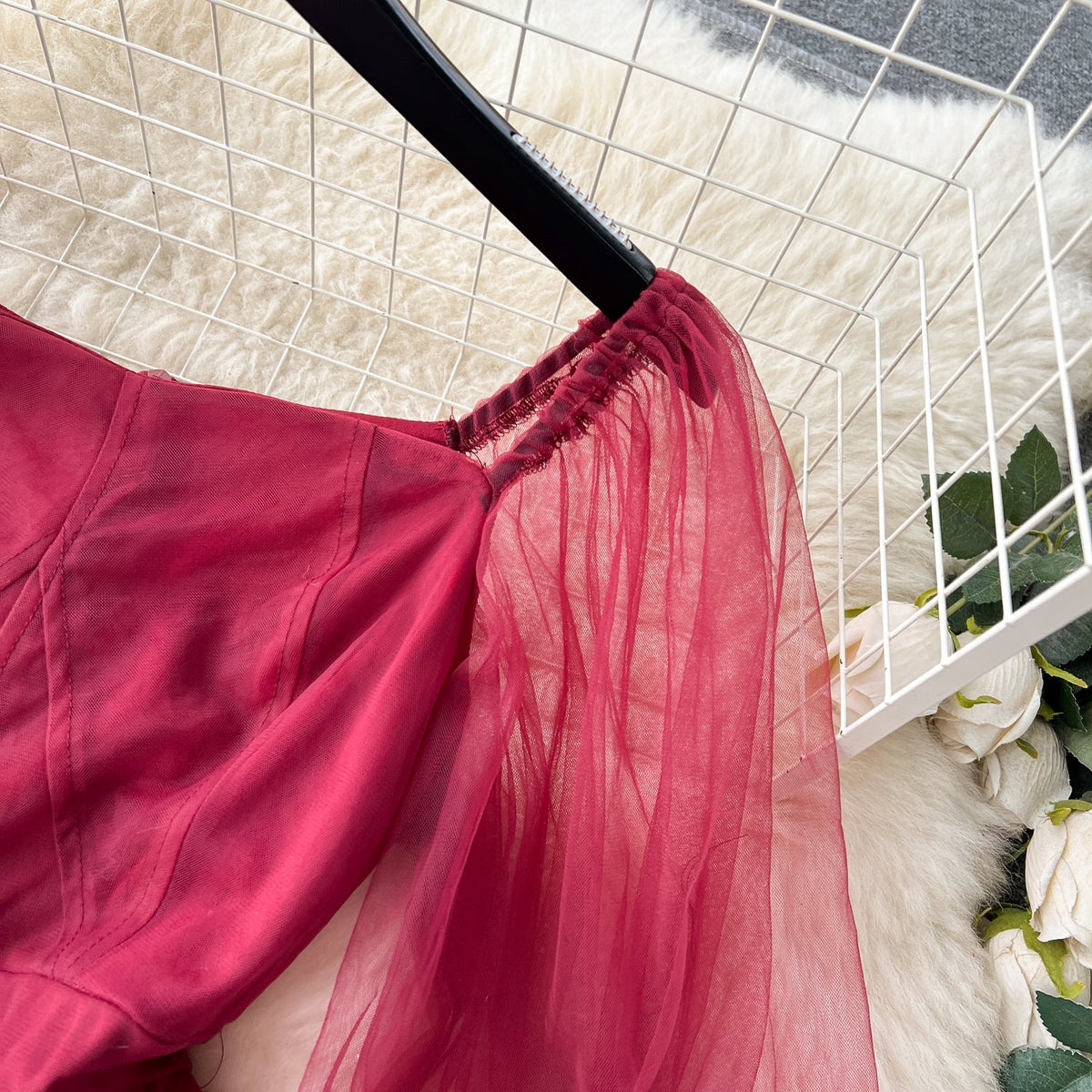 Solid Color Fairy Mesh Dress