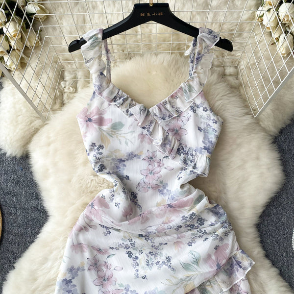 Fairy Ruffled Floral Slip Dress