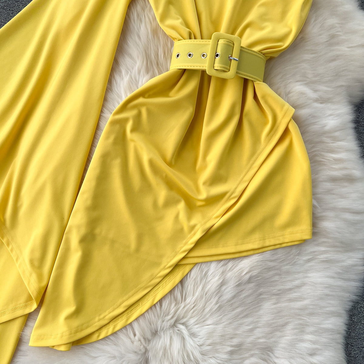 Niche Asymmetric Flared Sleeve Dress
