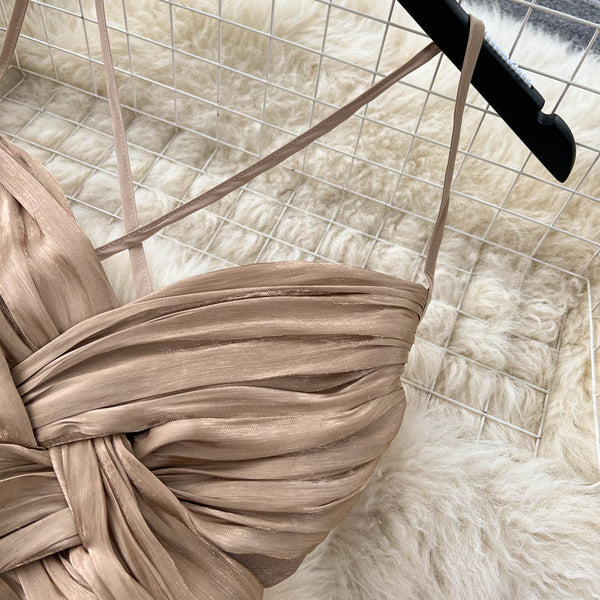 Premium Pleated Waist-slimming Slip Dress
