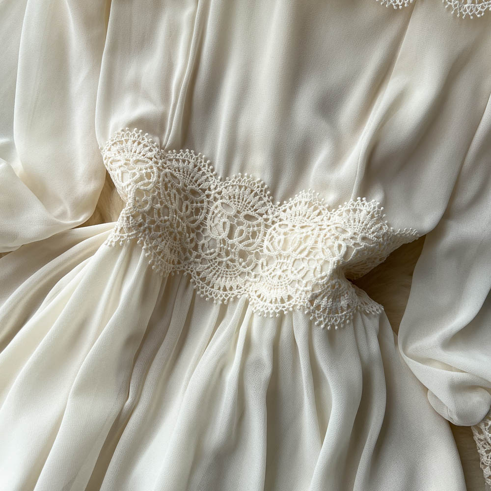 Niche Off-shoulder Crochet Lace Dress