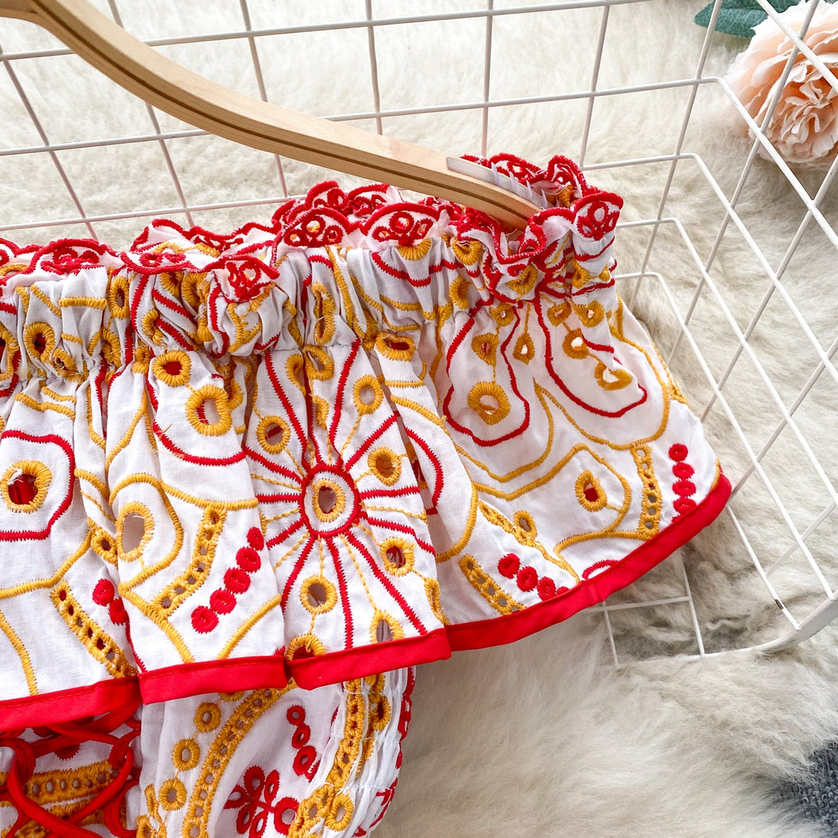 Off-shoulder Ruffled Printed Dress