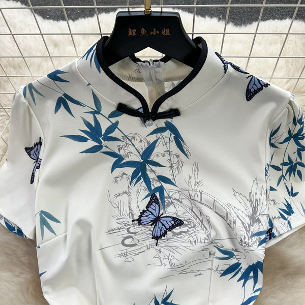 Chinese Style Floral Split Cheongsam
