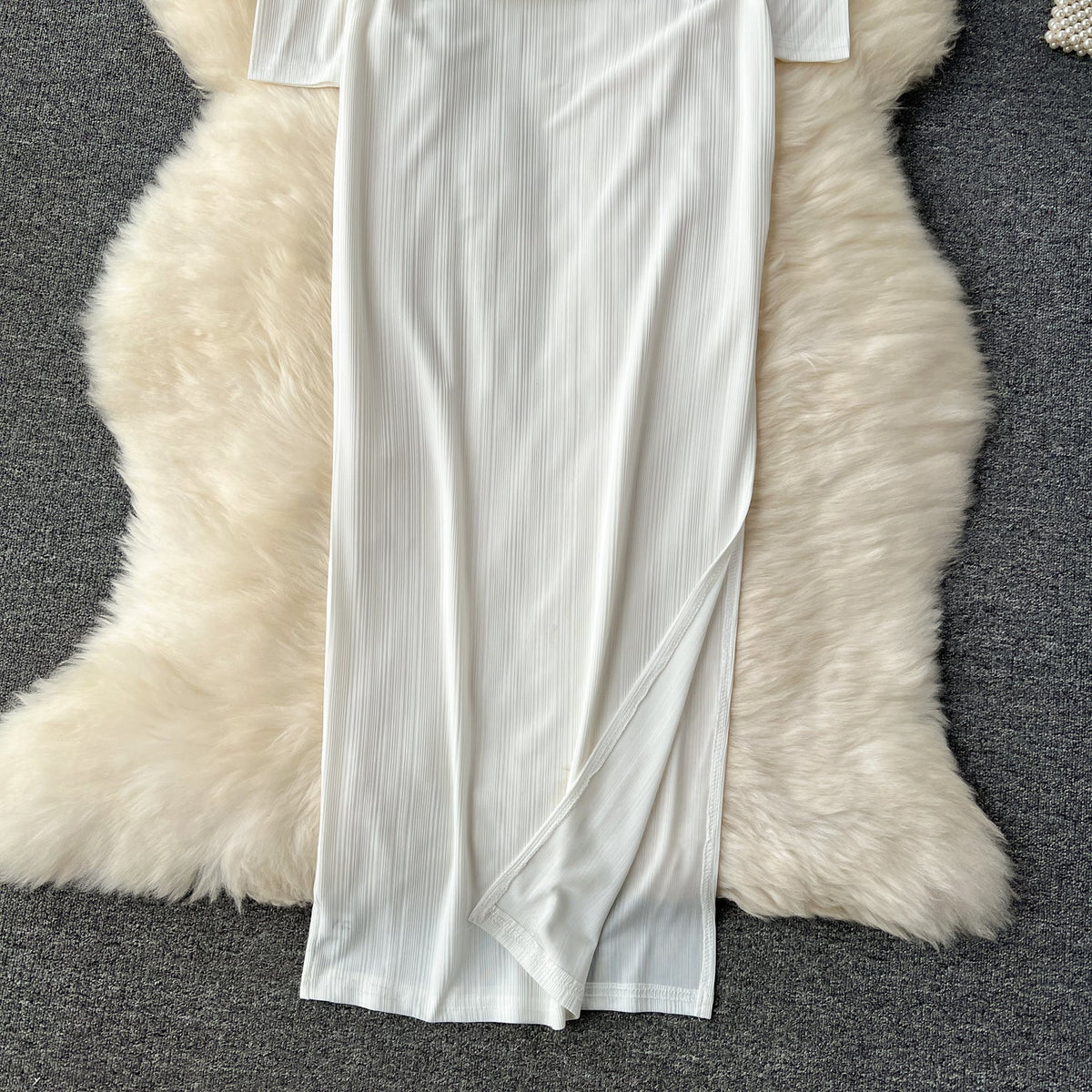 Solid Color Draped Neckline Dress