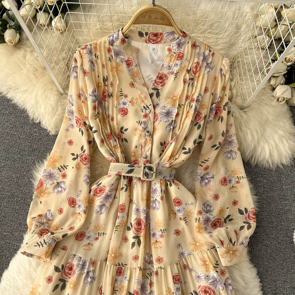 Fairy V-neck Chiffon Floral Dress