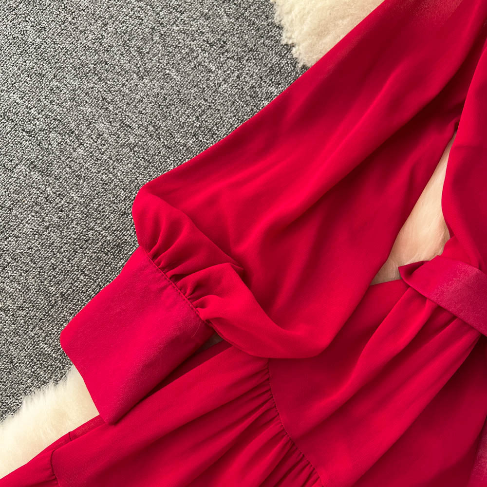 Vintage Single Breasted Chiffon Dress