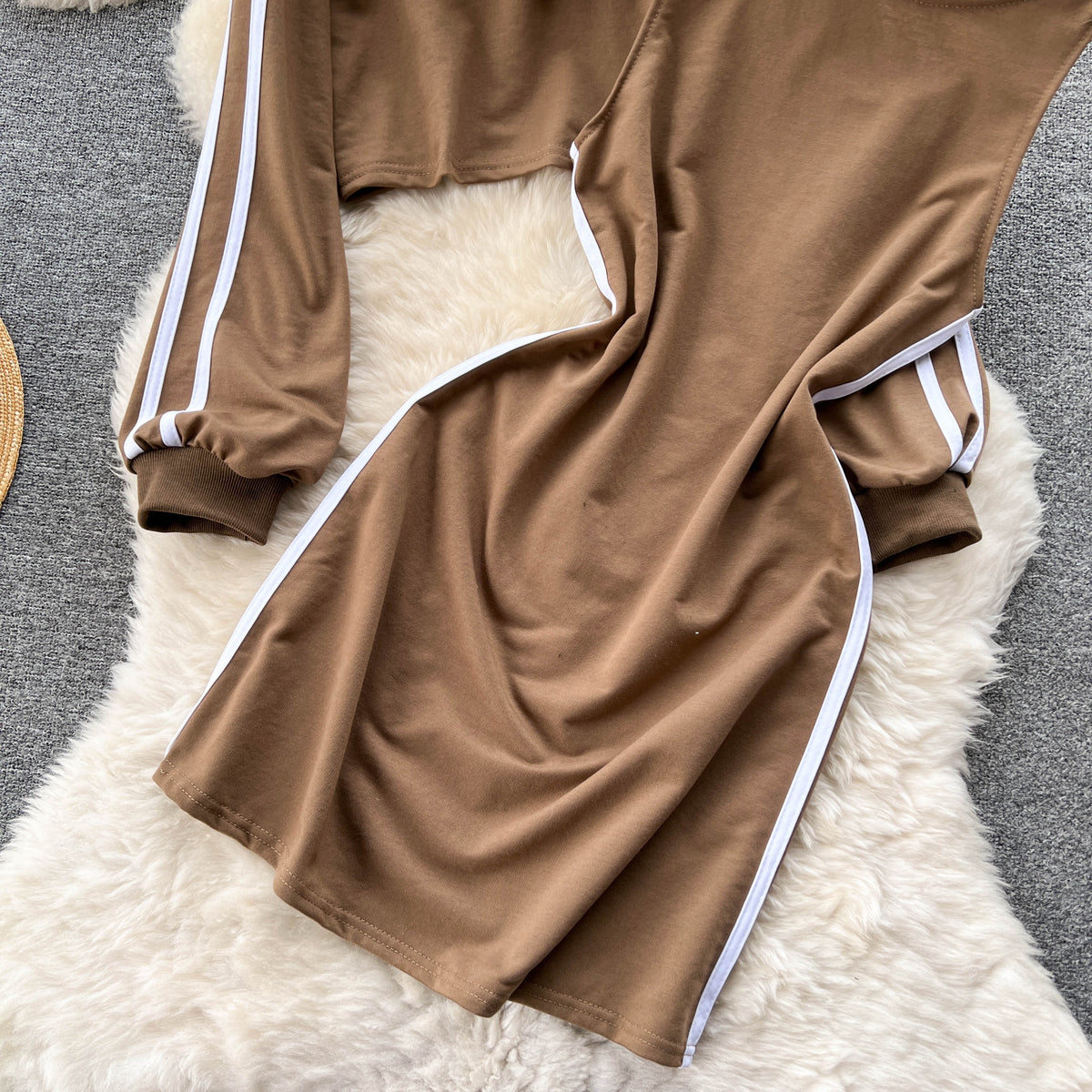 Letter Printed Hoodie&Halter Dress 2Pcs