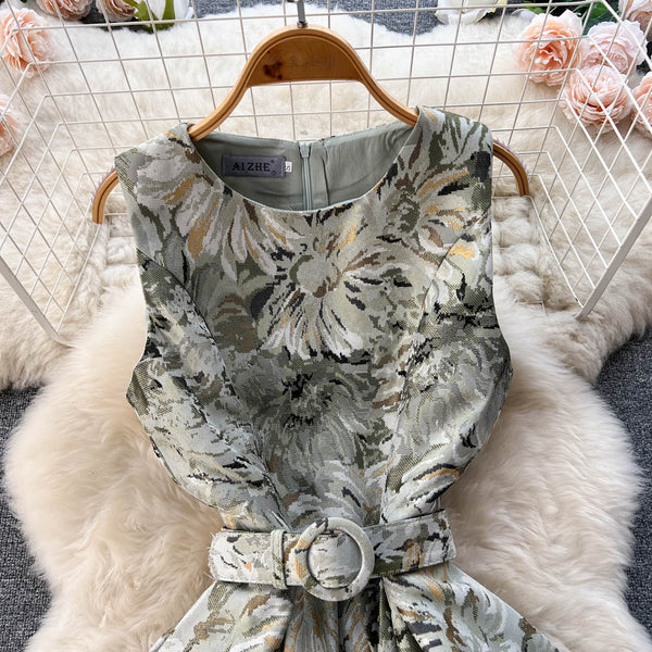 Vintage Sleeveless Floral Printed Dress