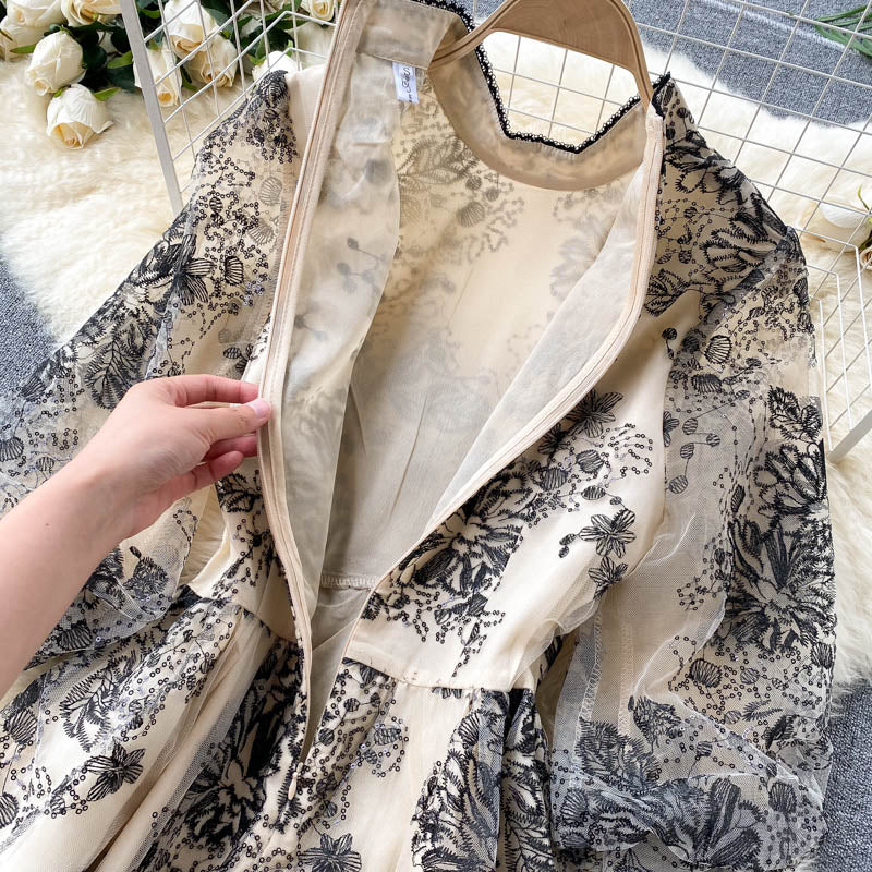 Delicate Embroidered Mesh Party Dress
